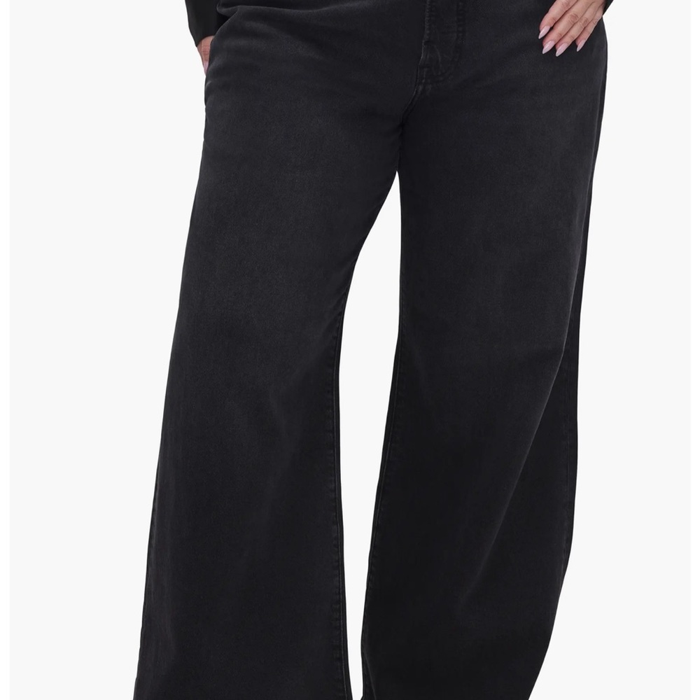 NWT Womens Good American Good Ease Petite Mid Rise Black Baggy Jeans 12/31